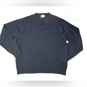 Vintage LL Bean Men’s Medium Regular Sweater‎ V Neck Cardigan 100% Wool Blue